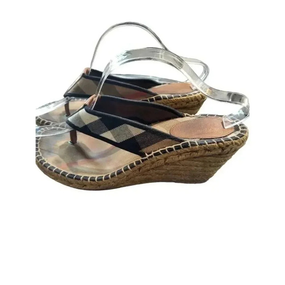 Burberry without tag Espadrilles Wedge Toe Sandals Women's 9.5  Mid Heel… - Picture 5 of 9